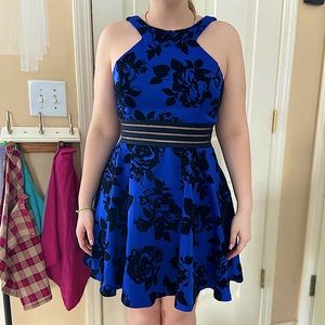 Royal blue floral dress. City Studio size 11